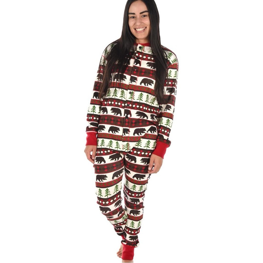 Lazy One Adult Unisex Bear Essentials FlapJack Onesie Size Medium Holiday